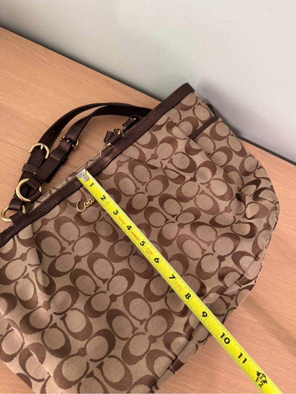 Vintage Y2K Coach Gallery Signature Pleated Tote Shoulder Monogram Purse Bag - Picture 11 of 11